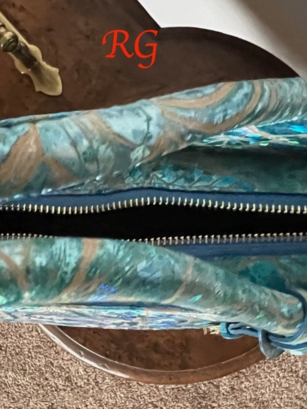 💙🩵 NWOT Brahmin Blue Serenity Sonic Large Elaine Dazzling Hologram Handbag🩵💙 - Picture 11 of 16